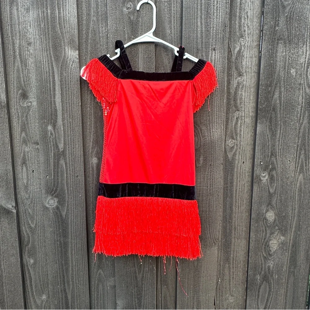 Authentic Kids Halloween red flapper costume head band dress Kids Small 7 - 8